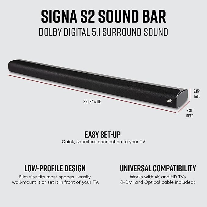 Polk Audio Signa S2 Ultra-Slim TV Sound Bar