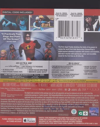 The INCREDIBLES 4K Ultra Blu Ray + Blu Ray + Digital Code