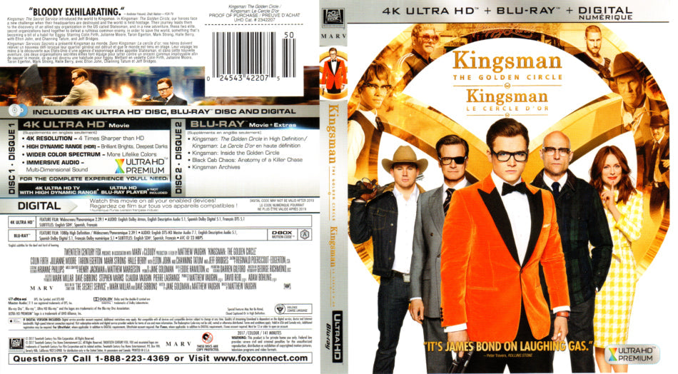 Kingsman: The Golden Circle  Blu-Ray 4K+Blu-Ray+Digital