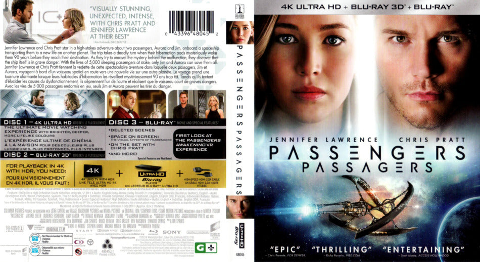 Passengers 4K Ultra UHD + Blu-Ray 3D Blu Ray