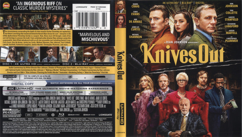Knives Out 4K  Blu Ray  Digital