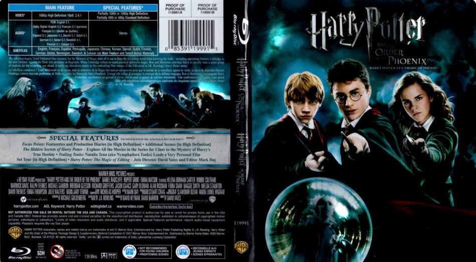 Harry Potter and the Order of the Phoenix Blu-ray