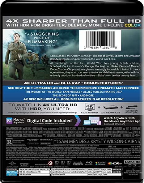 1917 4K Ultra HD + Blu Ray + Digital code