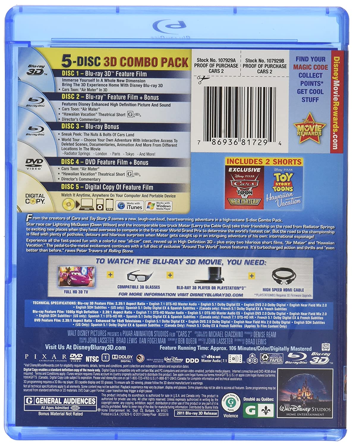 Cars 2 (Five-Disc Combo