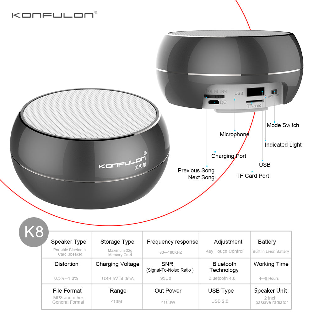 Konfulon K8 Bluetooth Portable Speaker