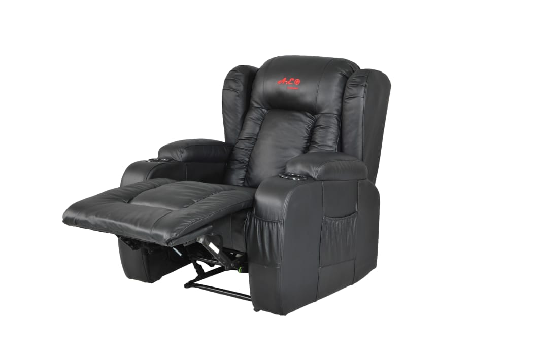 A.E CANADA MENUAL RECLINER SOFA BLACK LEATHER