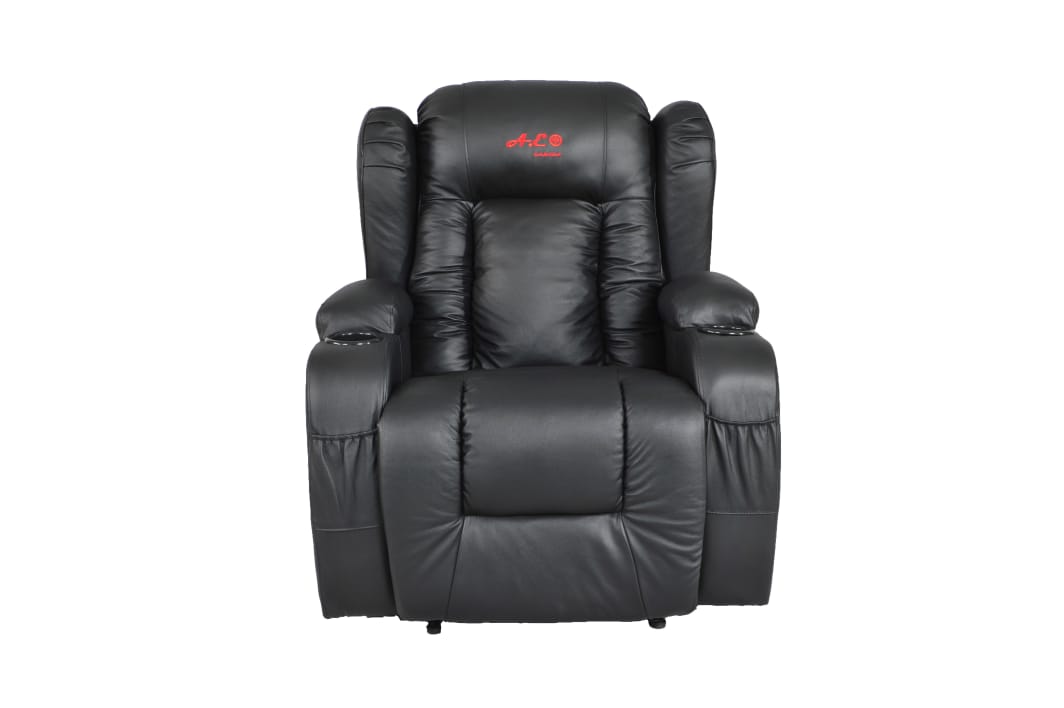 A.E CANADA MENUAL RECLINER SOFA BLACK LEATHER