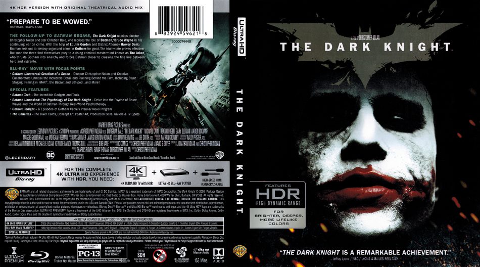 The Dark Knight 4K blu Ray Digital