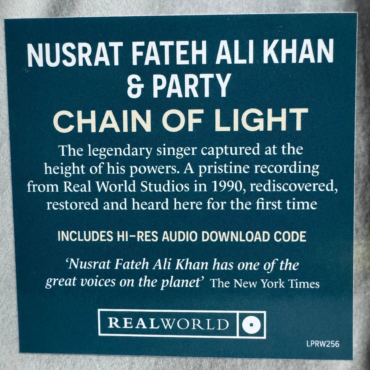 Nusrat Fateh Ali Khan and Party Chain of Light LP Vinyl Record