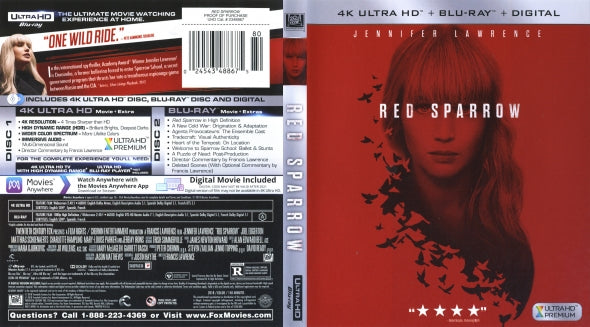 Red Sparrow 4K Blu-ray  Digial