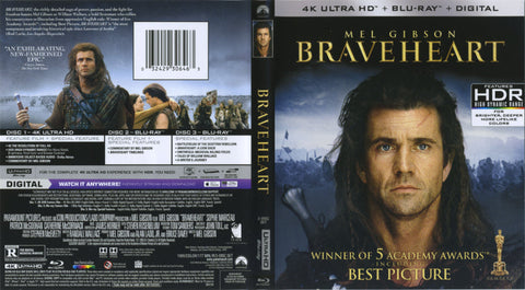 Braveheart Blu-ray 4k UHD Blu Ray Digital