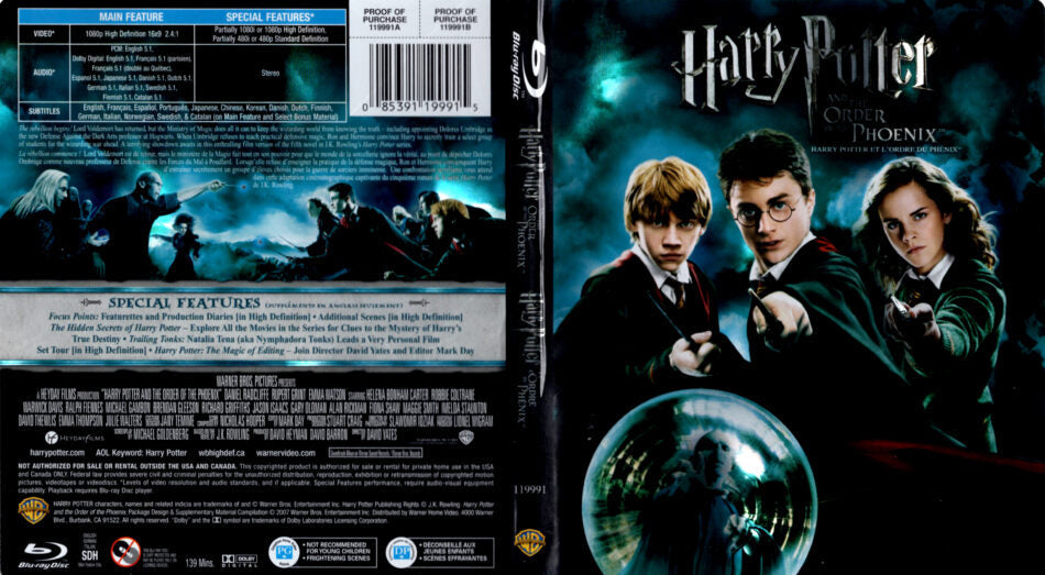 Harry Potter and the Order of the Phoenix Blu-ray