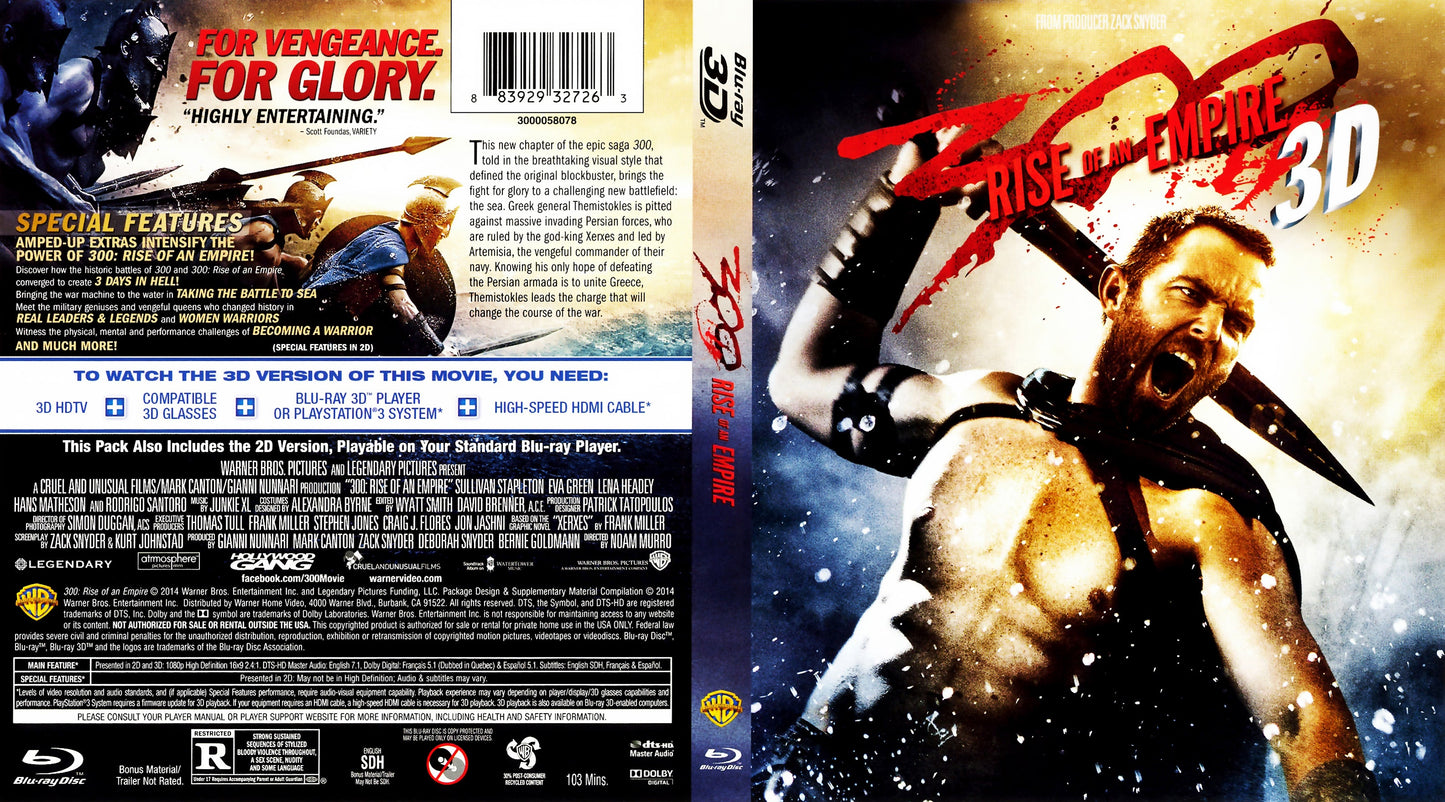 300: Rise Of An Empire [Blu-ray 3D + Blu-ray + UV Copy]