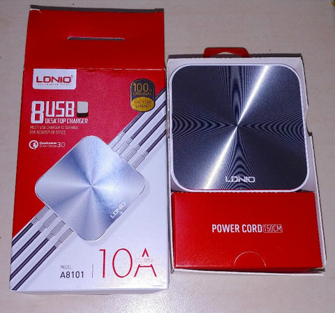 LDNIO A8101 - Qualcomm 3.0 50W - 8 Ports USB 10Amp Desktop Quick Charger
