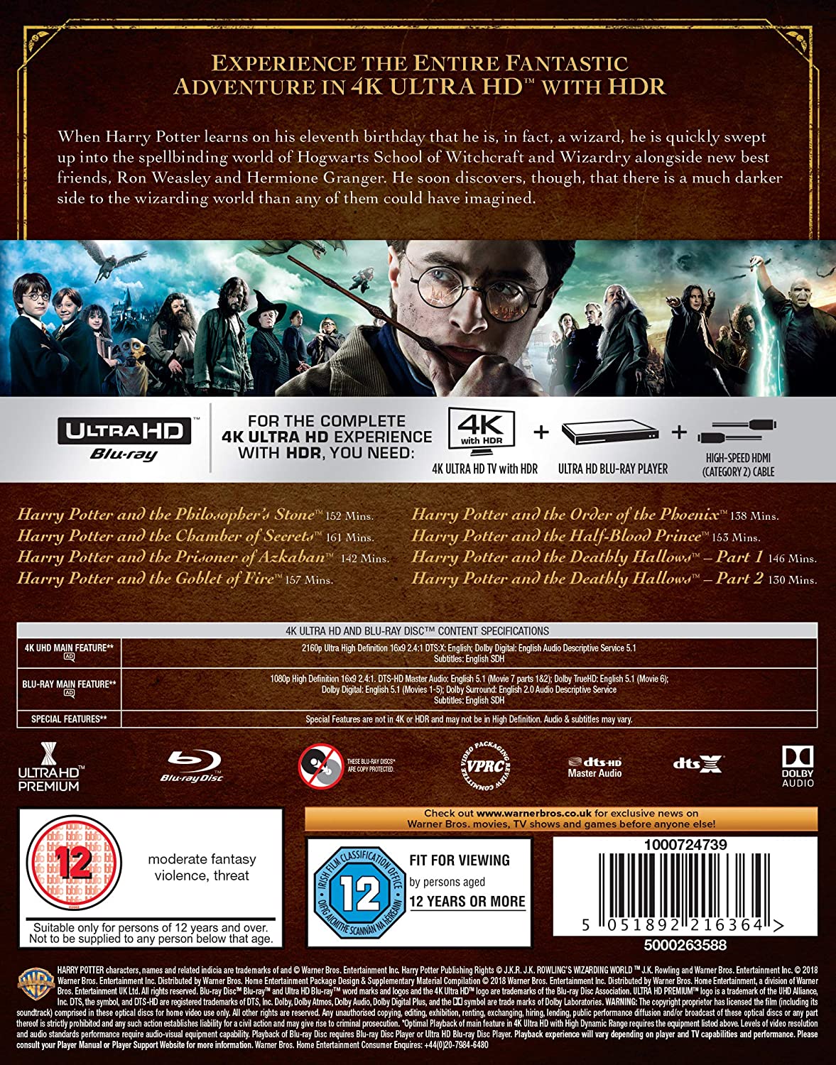 Harry Potter: The Complete 8-film Collection 4K Ultra HD + Blu-ray + Digital