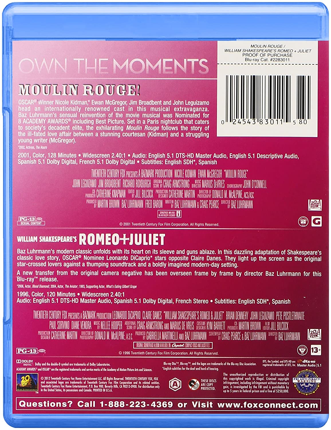 Moulin Rouge / Romeo & Juliet [Blu-ray]