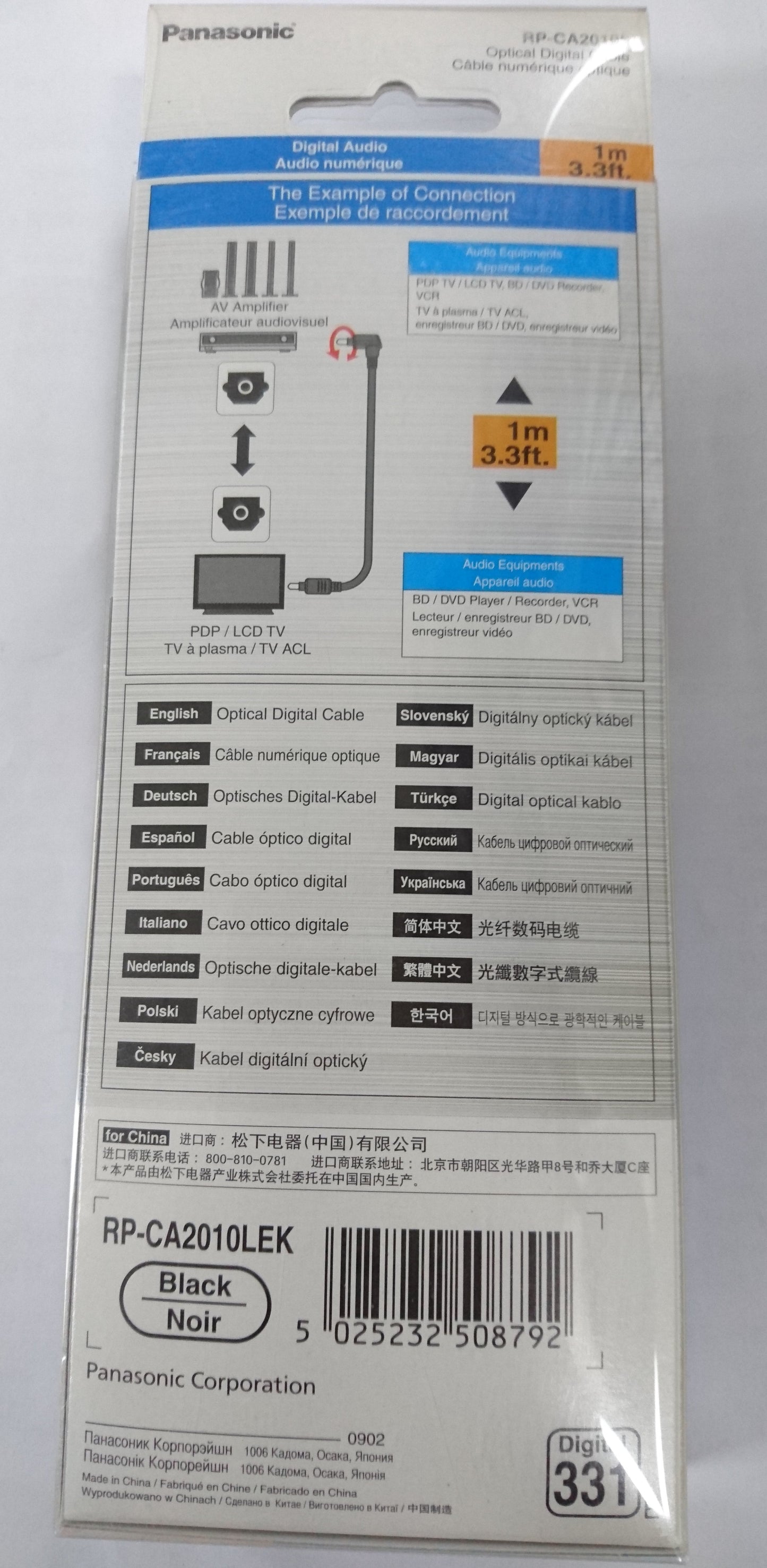 PANASONIC OPTICAL DIGITAL CABLE