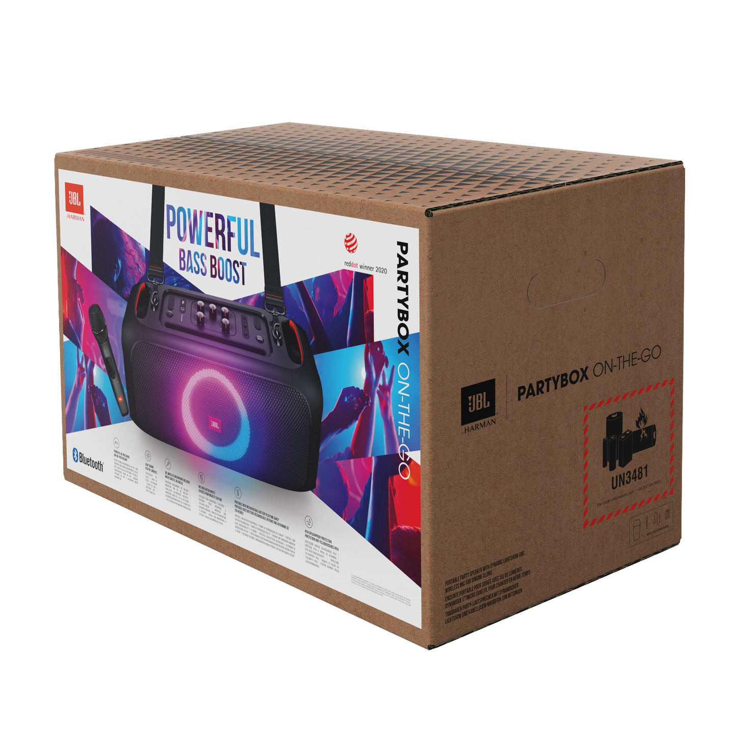 JBL PartyBox On-The-Go Wireless Bluetooth Portable Speaker 100W 2 Mics