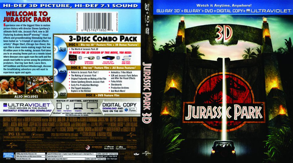 Jurassic Park 3D [Blu-ray 3D - Blu-ray - DVD - Digital copy - ULTRAVIOLET]
