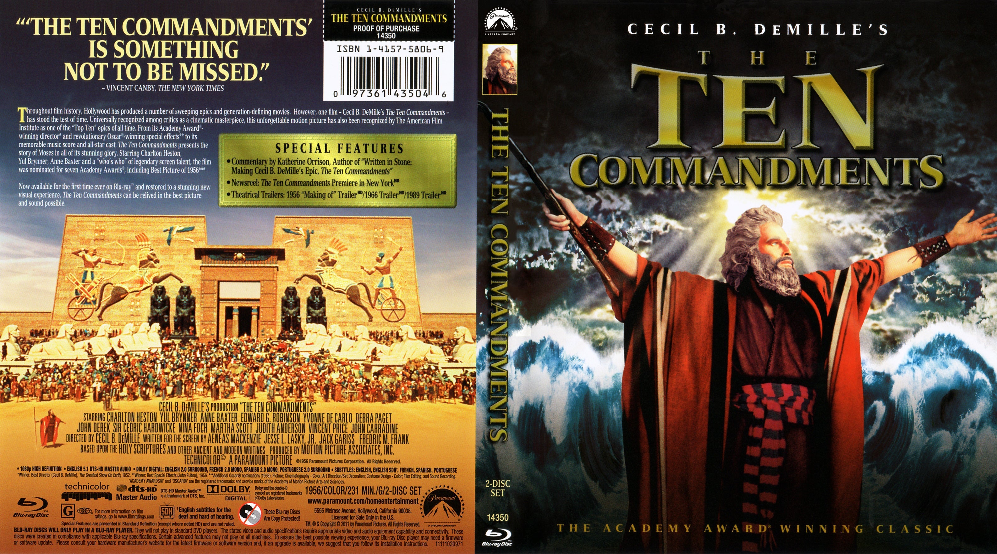 The Ten Commandments Blu-Ray (2006) (Region A) (Hong Kong Version)