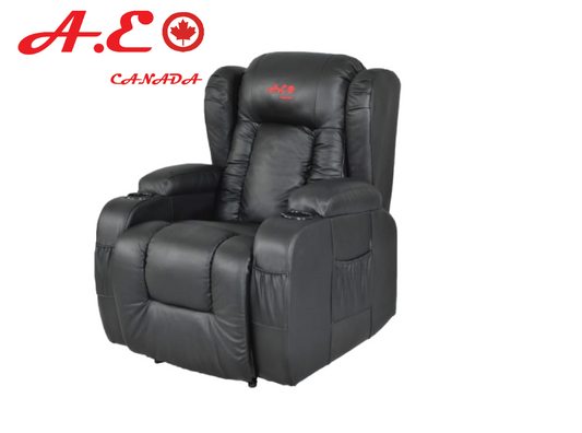 A.E CANADA MENUAL RECLINER SOFA BLACK LEATHER