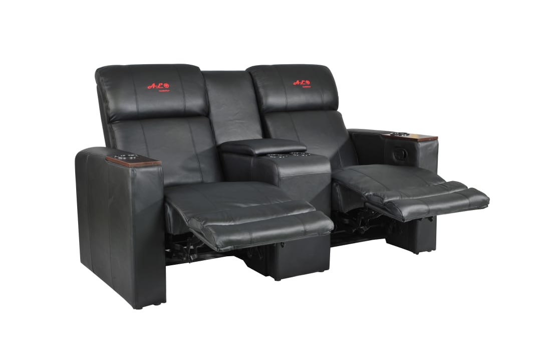 A.E Canada Manual Double Recliner Sofa  Leather Black