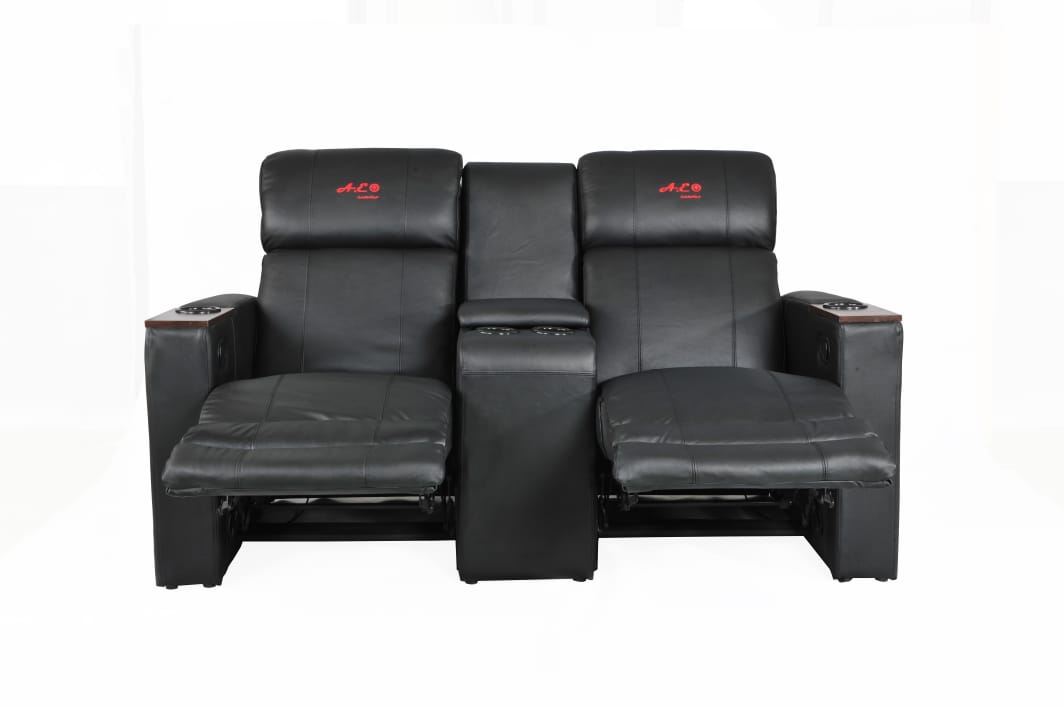 A.E Canada Manual Double Recliner Sofa  Leather Black