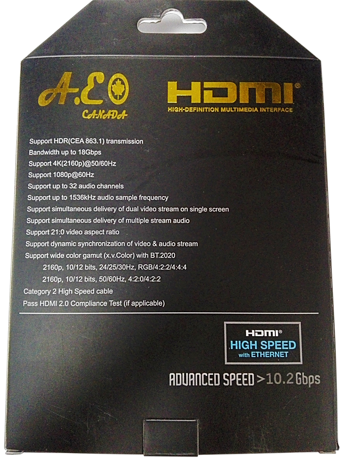 A.E Canada 4K Ultra HD HDMI Cable 2.0   1.8 Meter