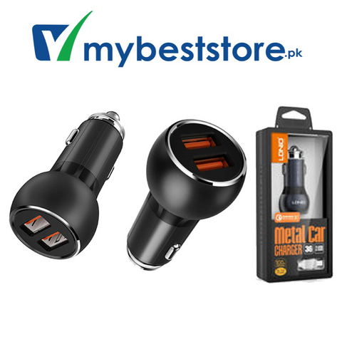 LDNIO Metal Car Charger 3.0 Quick Charge Dual USB Port (Black)