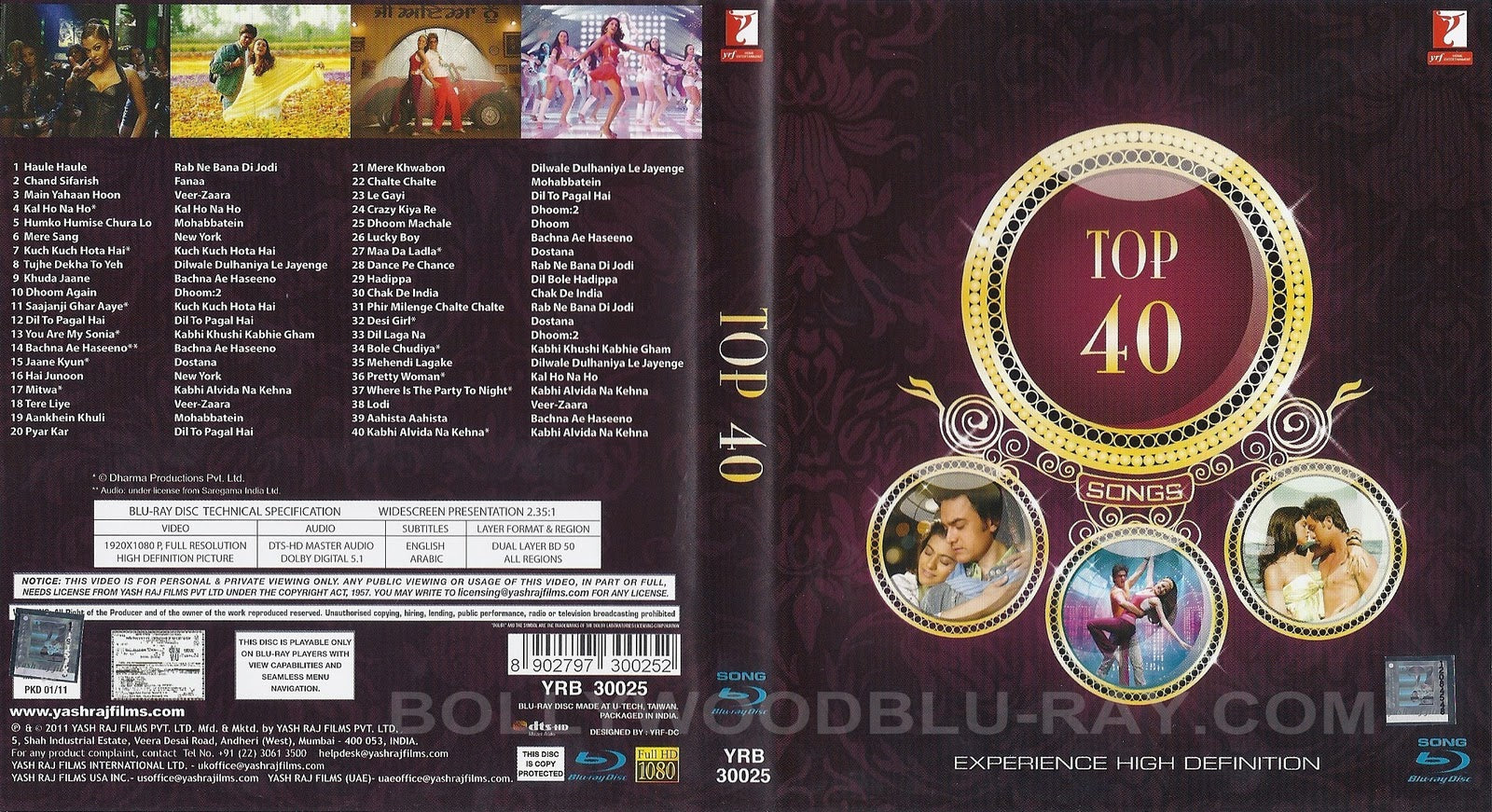 YRF Top 40 Hindi Blu Ray (Songs Blu Ray)